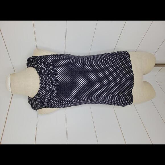 J CREW size 2 navy blue & white dots silk sleeveless blouse - Picture 1 of 6